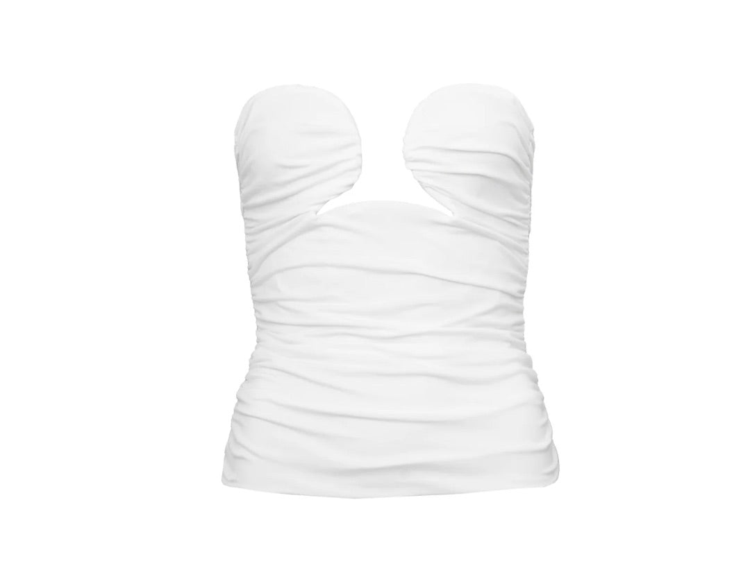 Pixie Market Dominique Wire Bustier Top in White - Size XS