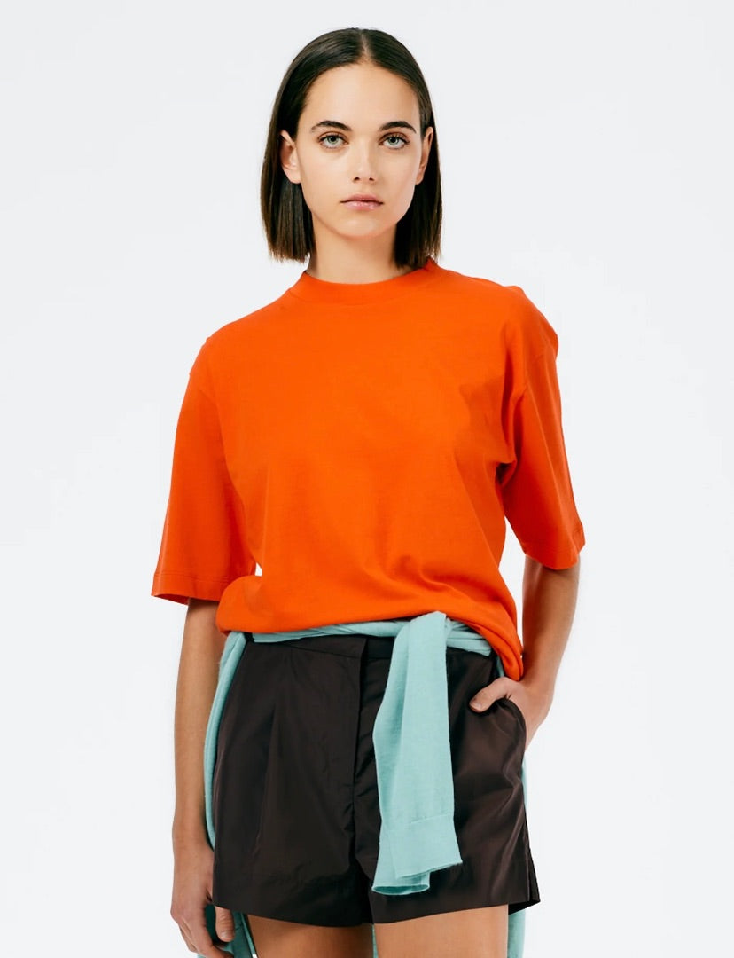Tibi Poppy Red Mock Neck Tee XS