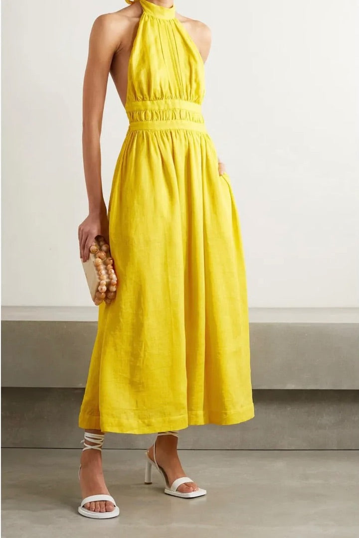 Zimmermann Shelley Linen Halter Dress 1