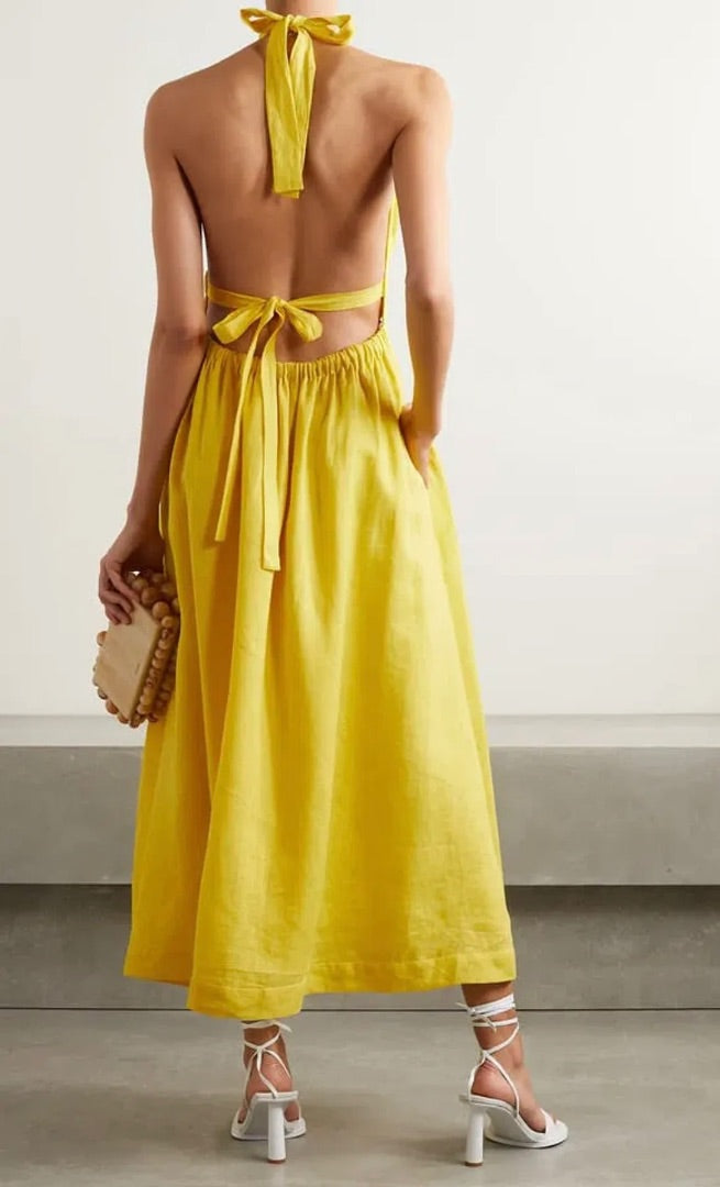 Zimmermann Shelley Linen Halter Dress 1