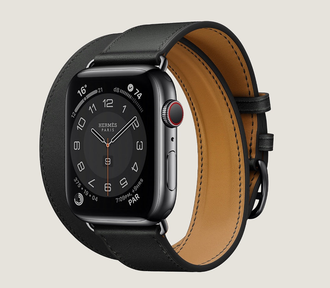 Hermès Band Apple Watch Double Tour 45 mm In Black