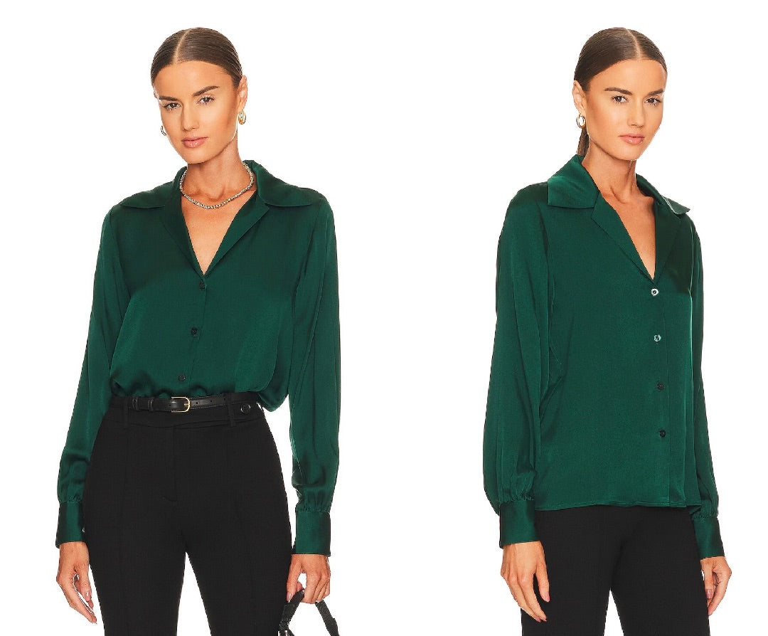 Anine Bing Mylah Shirt Emerald Green M