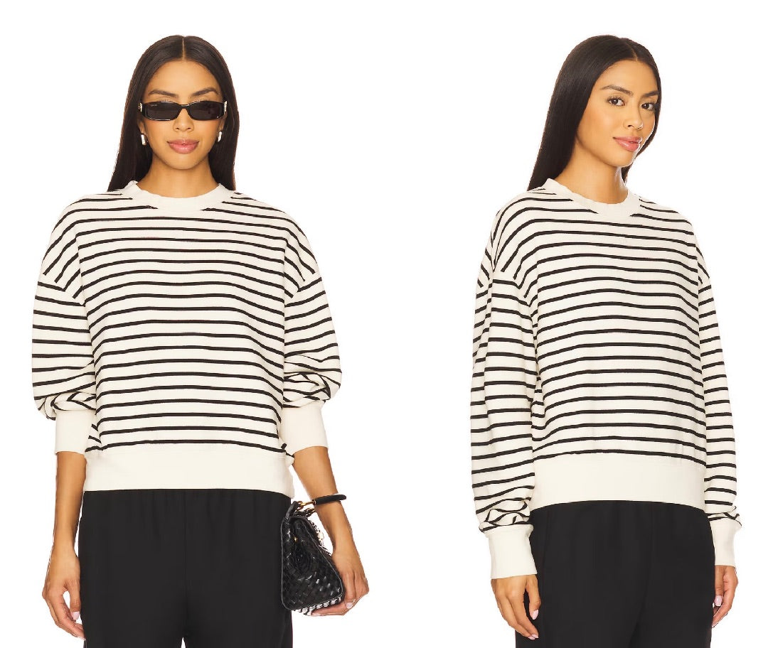 Anine Bing Stripe Terry Dean Sweatshirt S