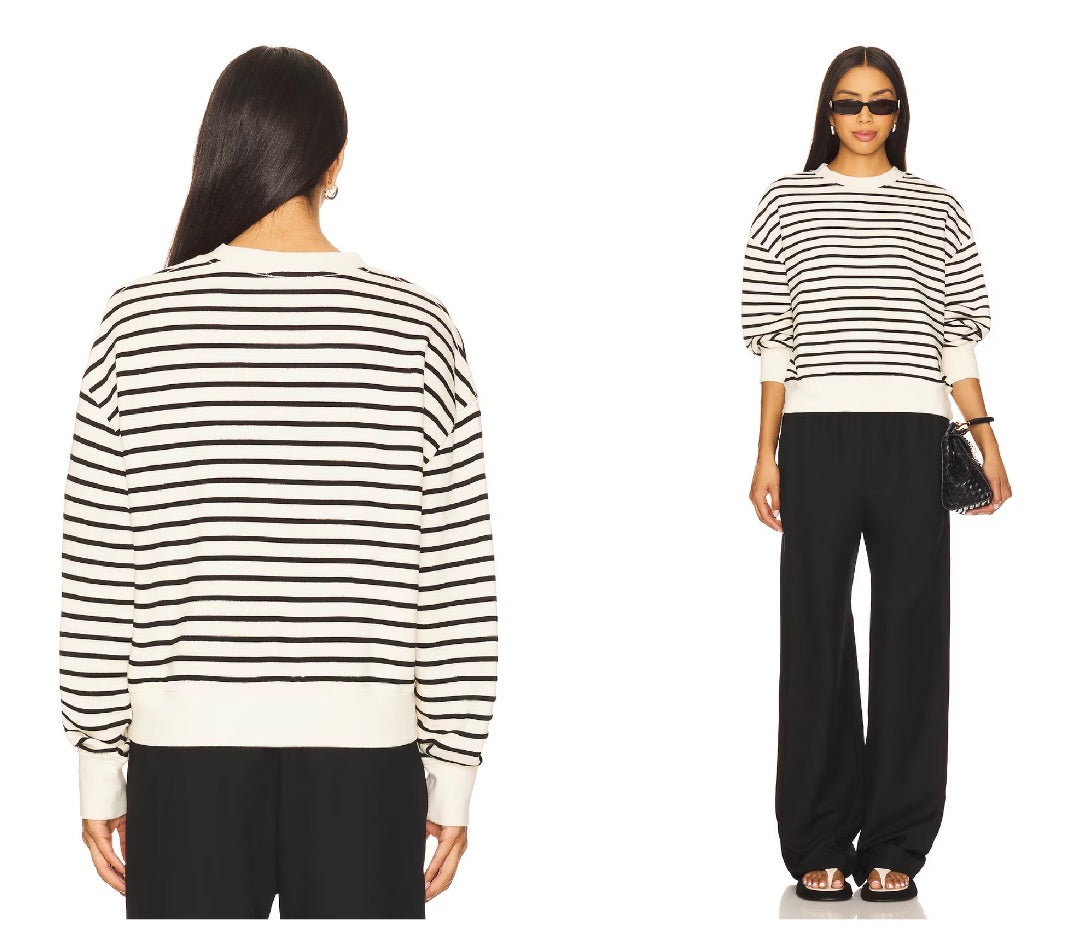 Anine Bing Stripe Terry Dean Sweatshirt S