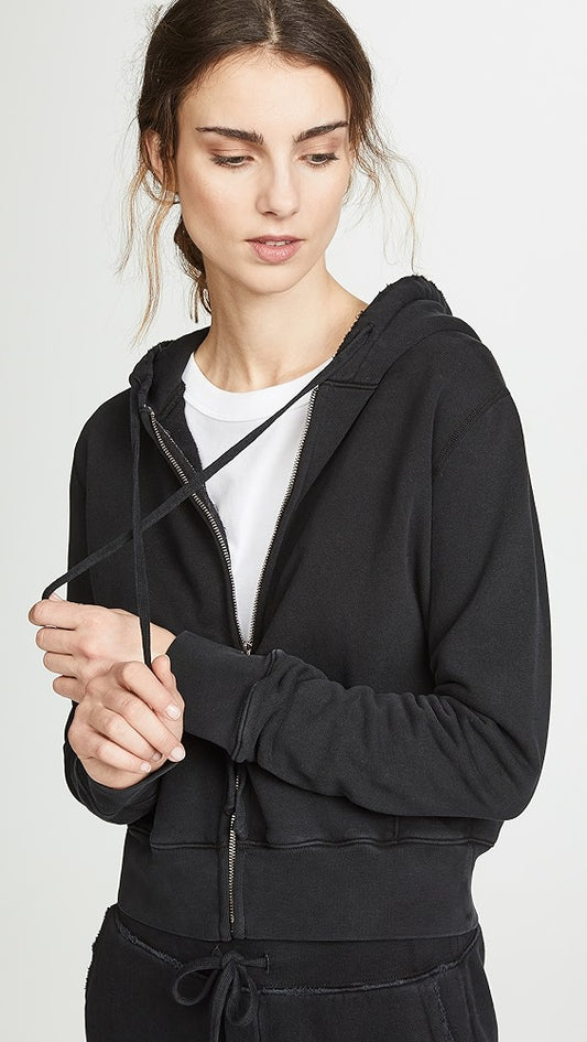 Nili Lotan Callie Zip Hoodie in Faded Black - Size S