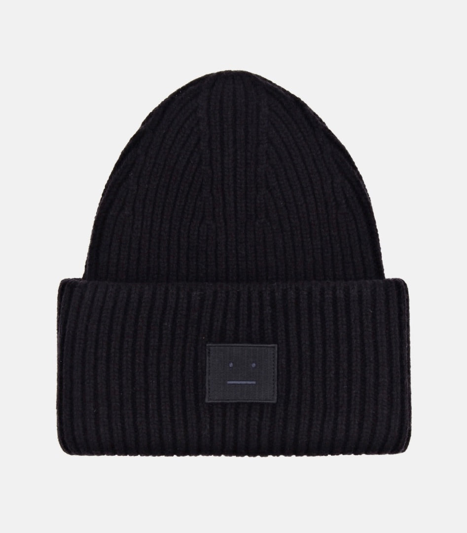 Acne Studios black Pansy Wool Beanie