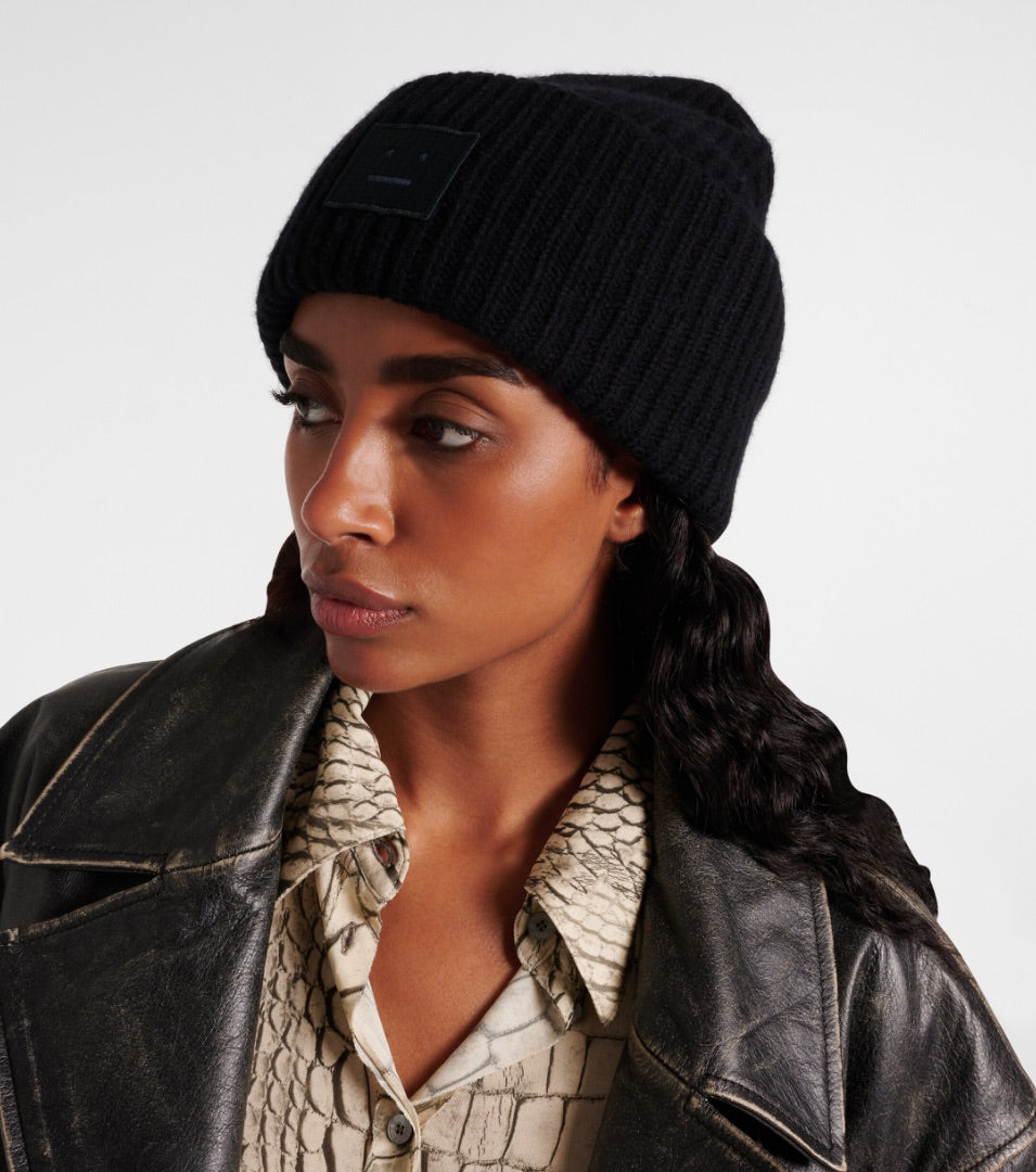 Acne Studios black Pansy Wool Beanie