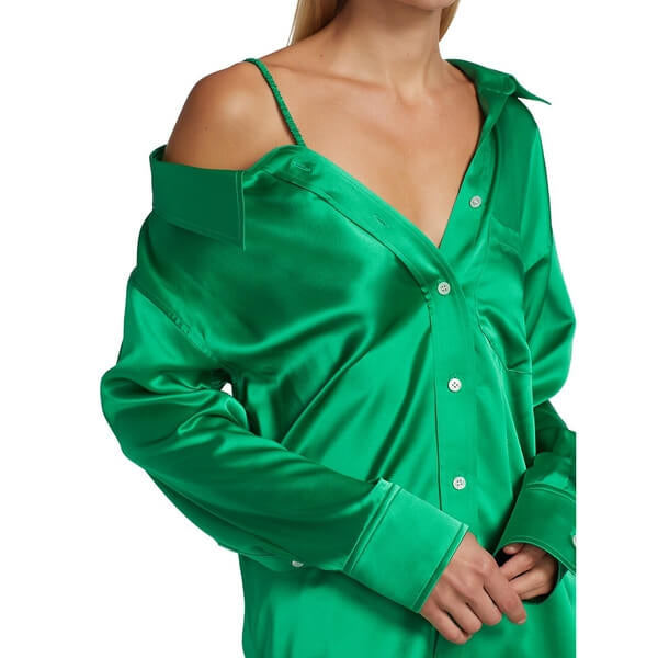 Alexander Wang Green Silk off-the-shoulder top S