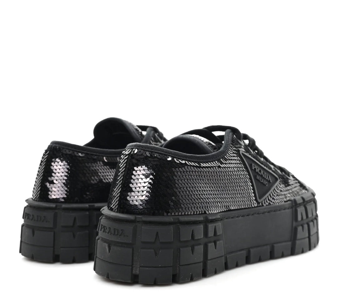 Prada Sequin Double Wheel Sneaker 38