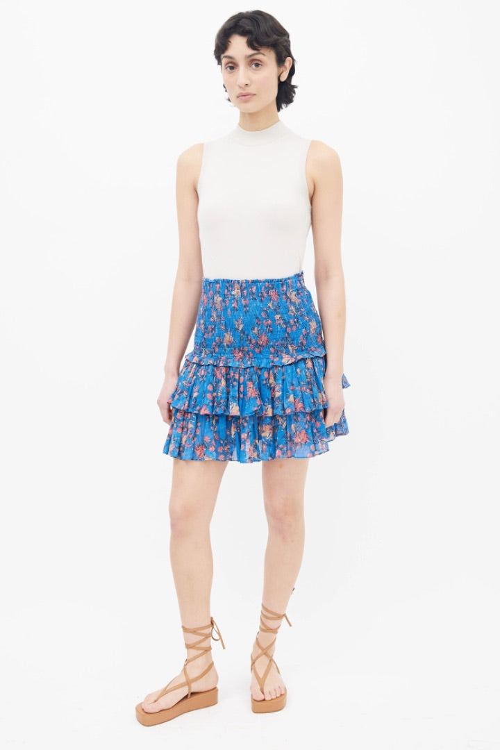 Isabel Marant Etoile Blue Floral Print Tiered Skirt - Size 38