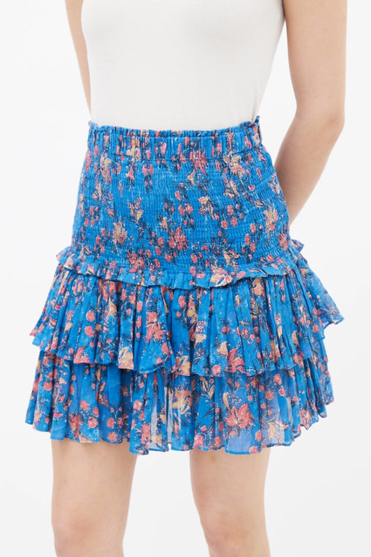 Isabel Marant Etoile Blue Floral Print Tiered Skirt - Size 38