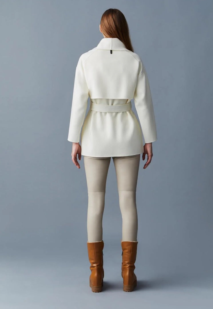 Mackage Tyra Wrap Coat in Cream - Size XL