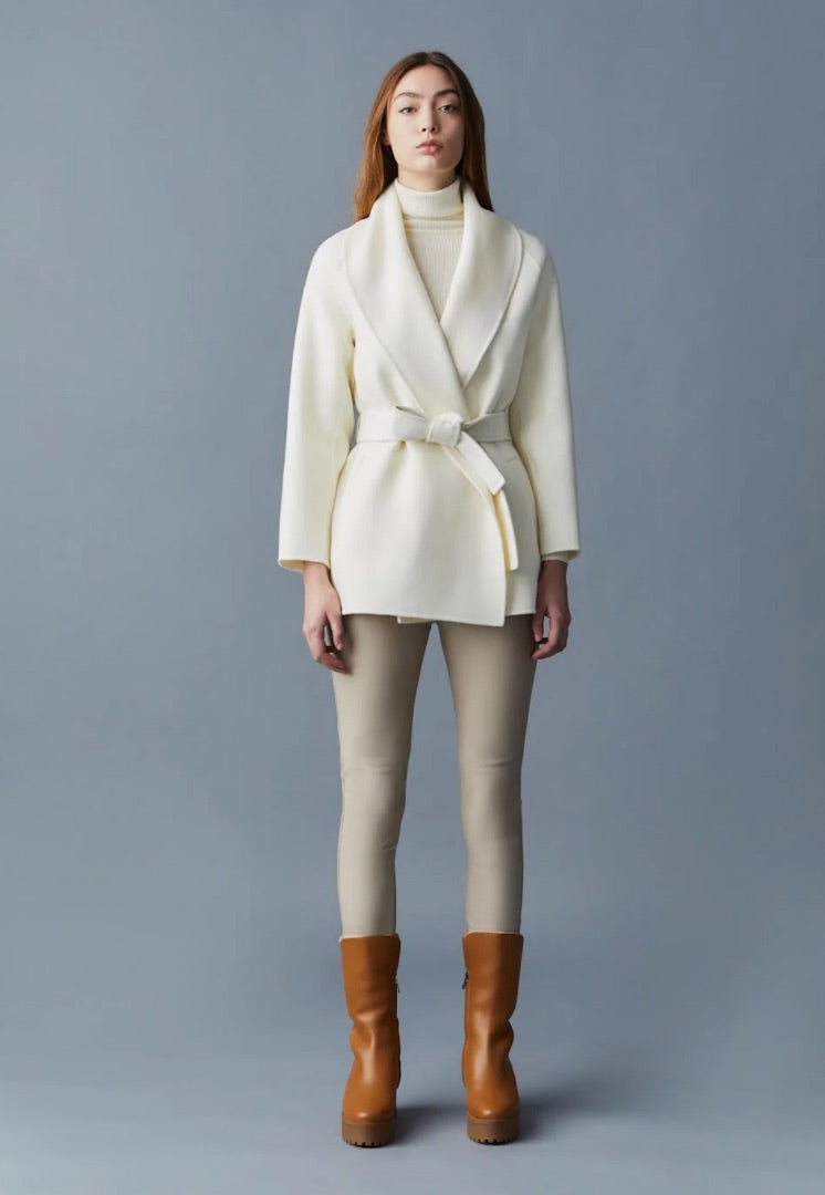 Mackage Tyra Wrap Coat in Cream - Size XL