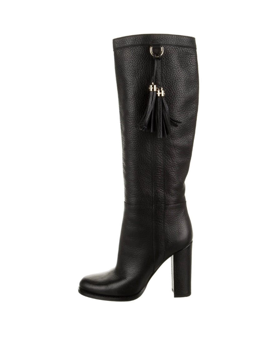 Gucci Leather Tassle Accent Boots Black - Size 38