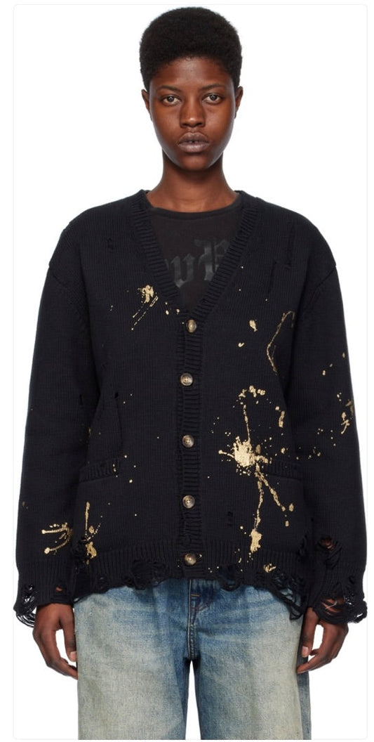 R13 Boyfriend Paint Splatter Cardigan XS