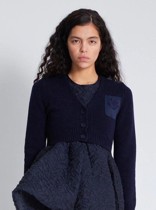 Cecilie Bahnsen Iyla Cropper Cardigan in Navy Blue - Size XS/S