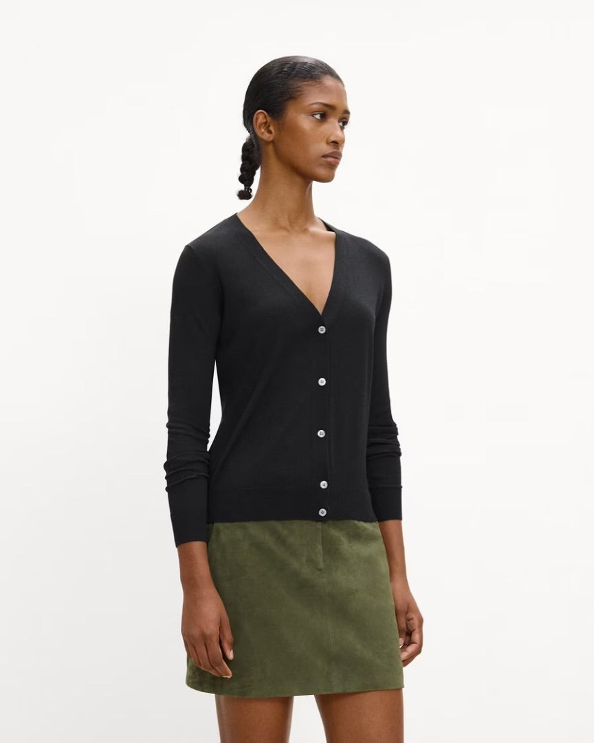Theory Black V-Neck CardiganL