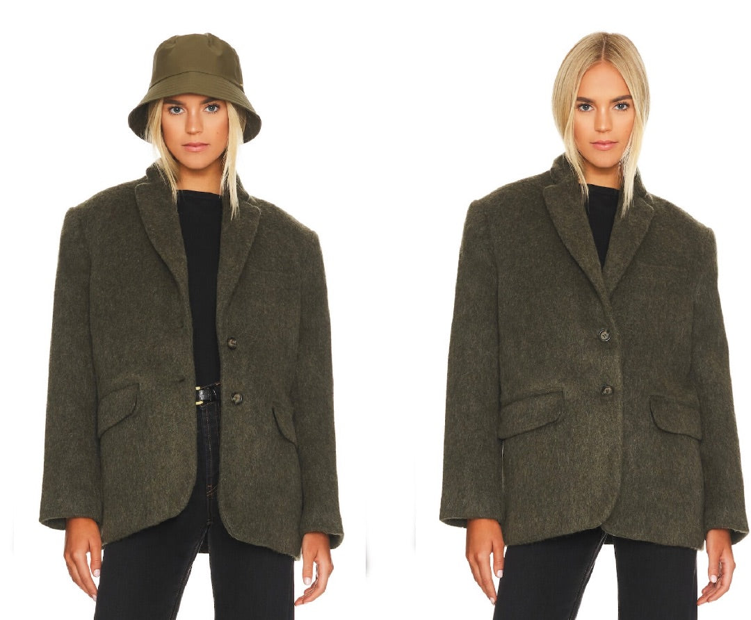 Anine Bing Green Wool Quinn Blazer XS