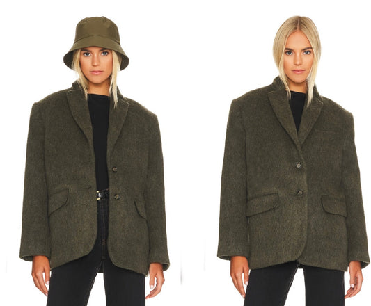 Anine Bing Green Wool Quinn Blazer XS