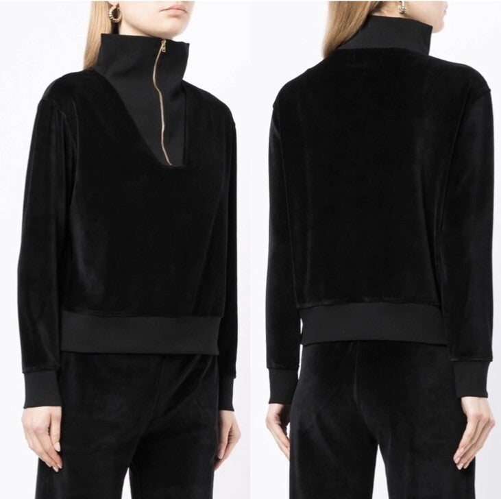 Nili Lotan Bentley Velour Quarter Zip XS