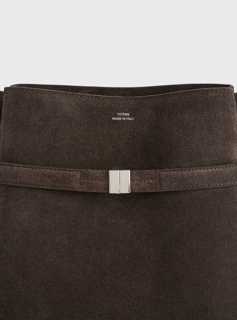 Toteme Belted suede bucket bag brown