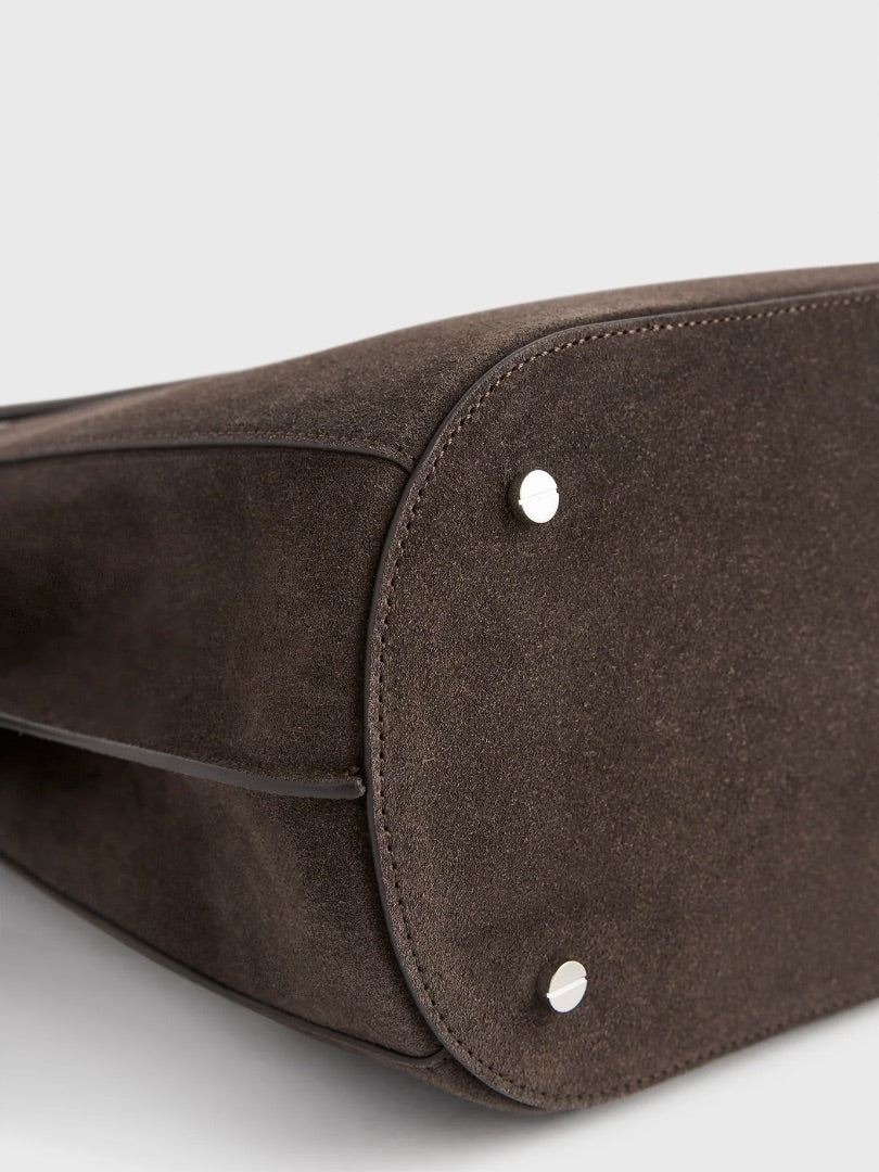 Toteme Belted suede bucket bag brown