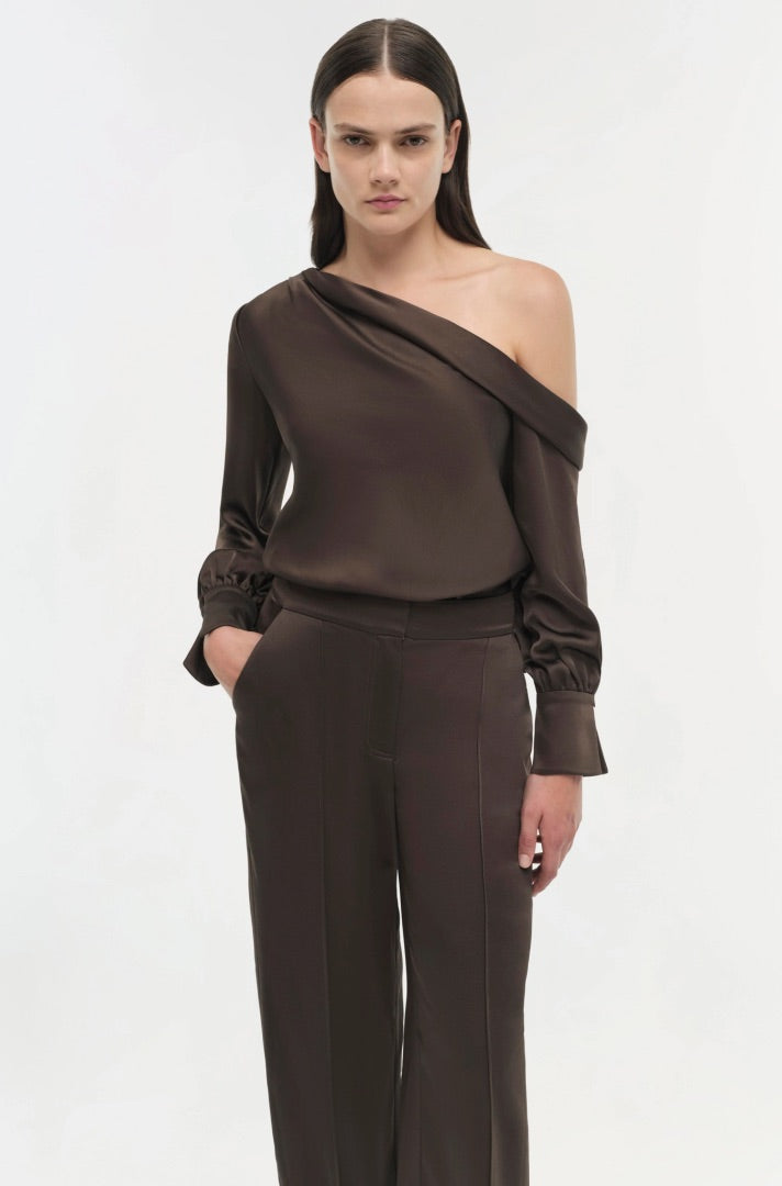 Jonathan Simkhai Alice Blouse in Brown - Size XS