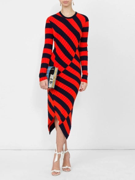 Altuzarra Whistler Dress in Red/Blue Stripe - Size S