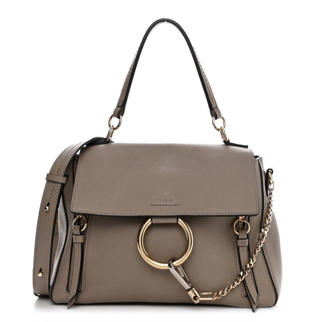 Chloe Calfskin Medium Faye Day Shoulder Bag Motty Grey