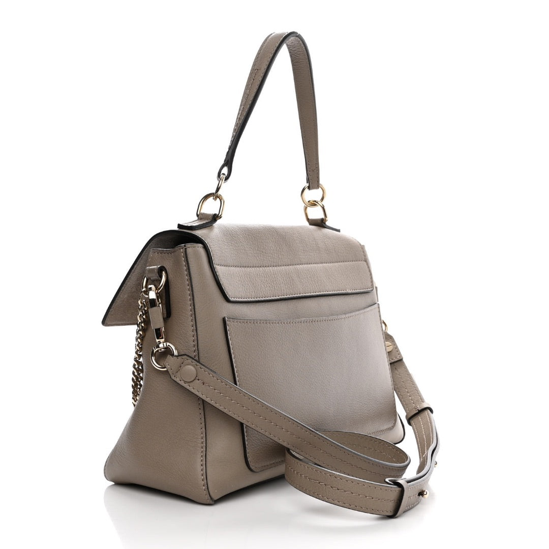 Chloe Calfskin Medium Faye Day Shoulder Bag Motty Grey