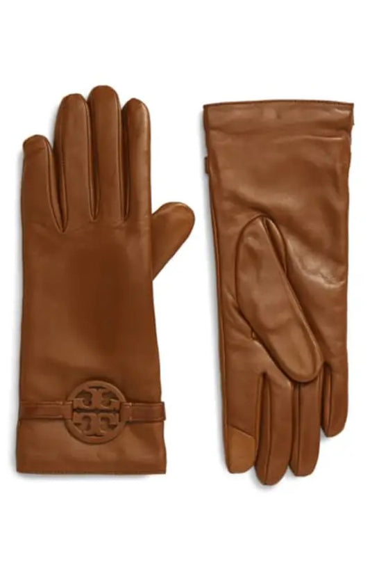 Tory Burch Miller Cashmere-Lined Leather Gloves in Cognac BNWT - Size 7