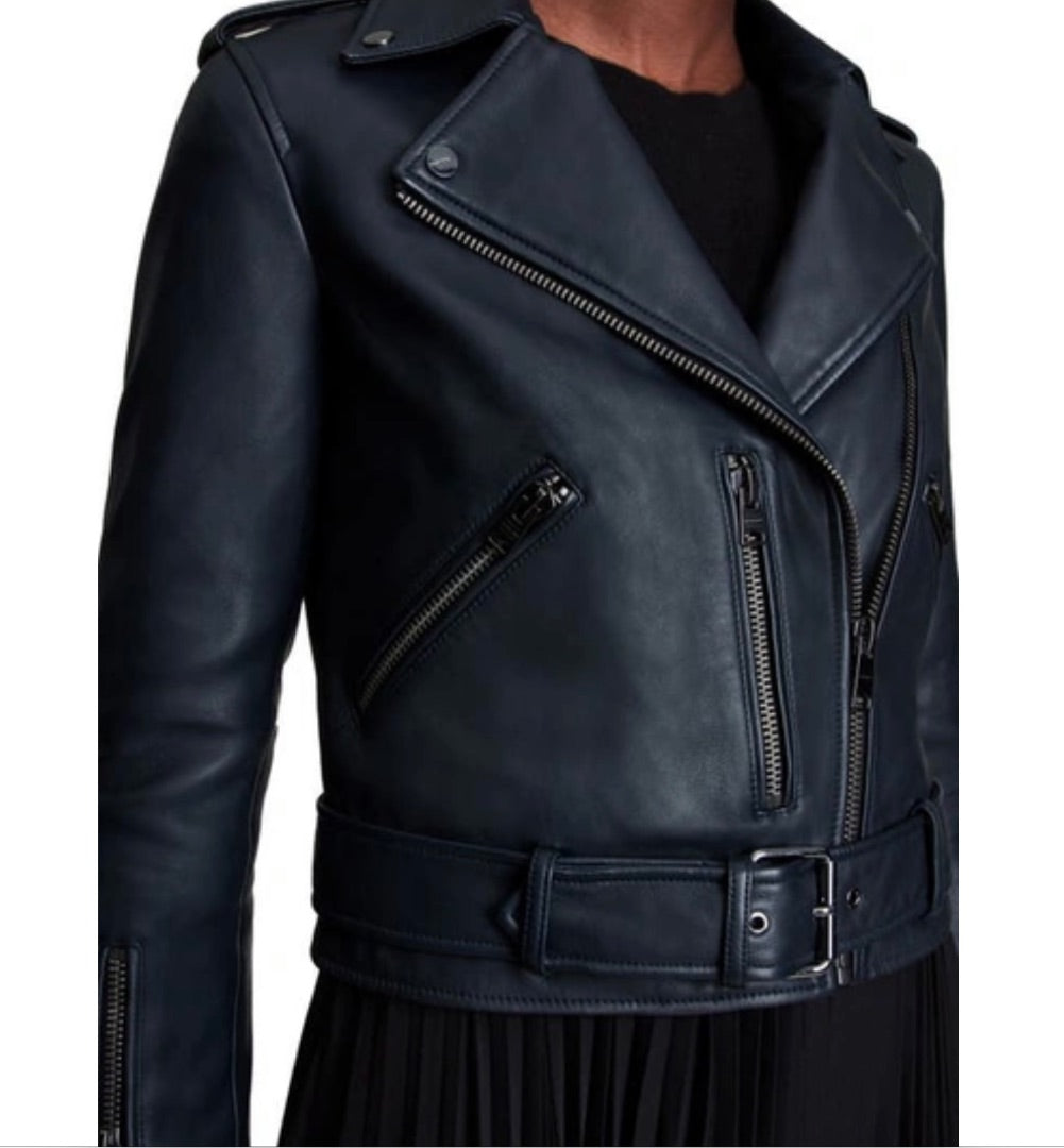 ALL SAINTS Balfer Biker Jacket in Squid Ink Size 4