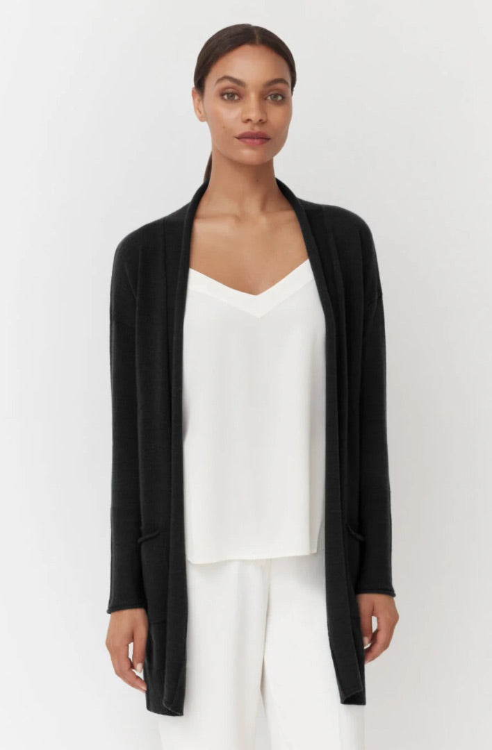 Cuyana Black Cashmere Single-Origin Long Cardigan - Size S/M