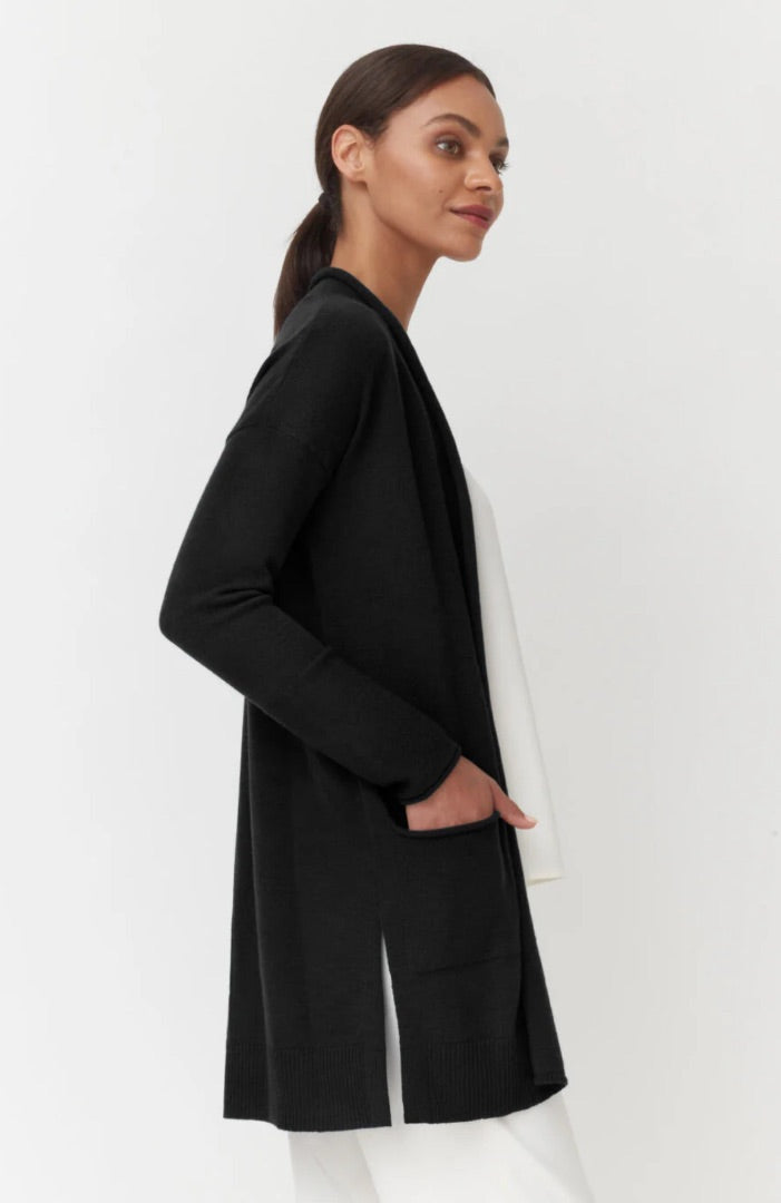 Cuyana Black Cashmere Single-Origin Long Cardigan - Size S/M