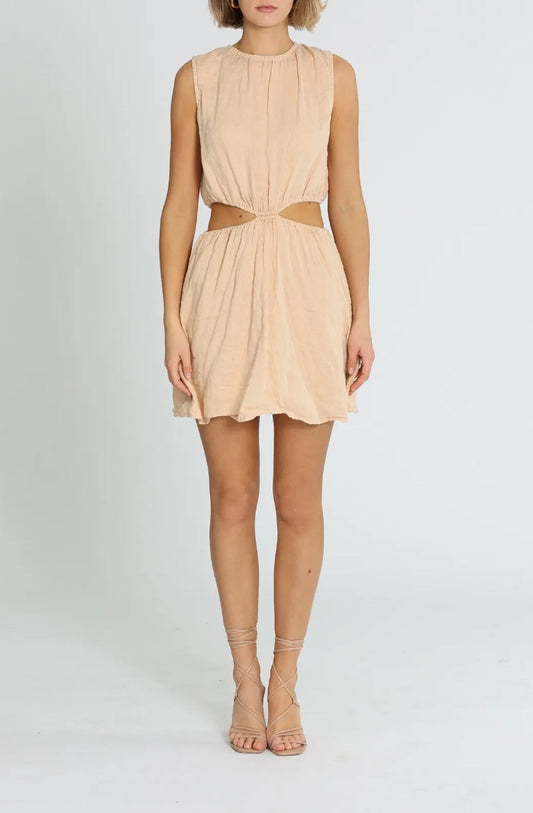 Faithfull The Brand La Pineta Mini Dress - Beige - Size M