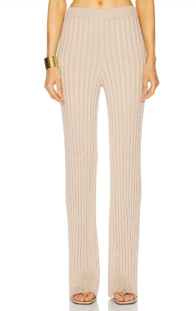 L'Acadmie by Marianna Sereph Rib Tank & Matching Pants Set in Beige - Size Small (Fits like an XS)