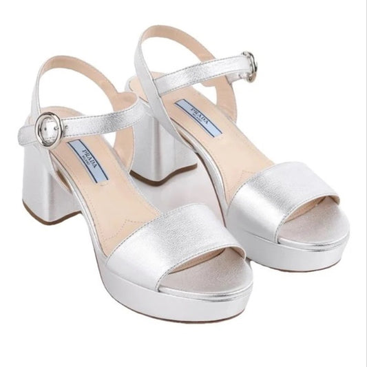 Prada Silver Platform Sandals - Size 37.5