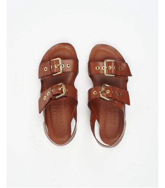 Jamie Haller The Double Buckle Sandals in Cognac - Size 38