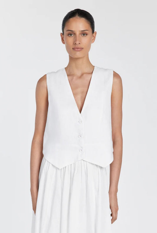 Dissh Banks White Linen Vest - Size 4