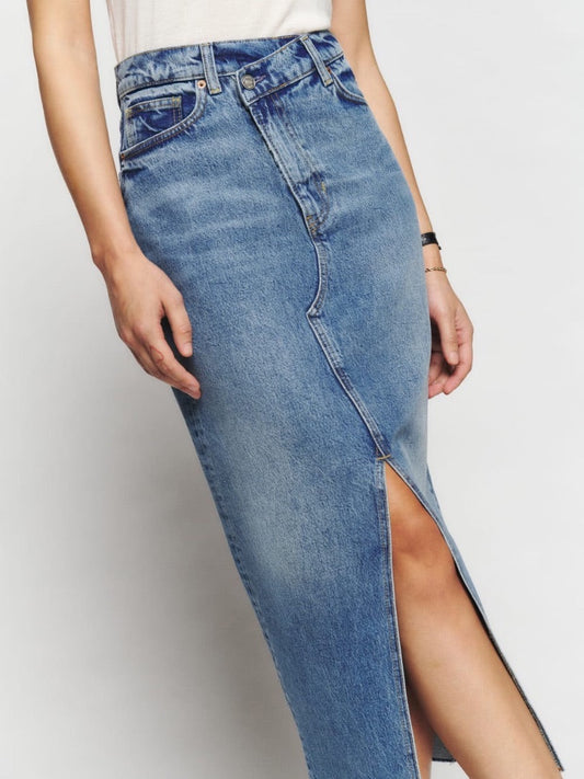Reformation Nila Long Deim Skirt - Size 26 (Fits like a 25)