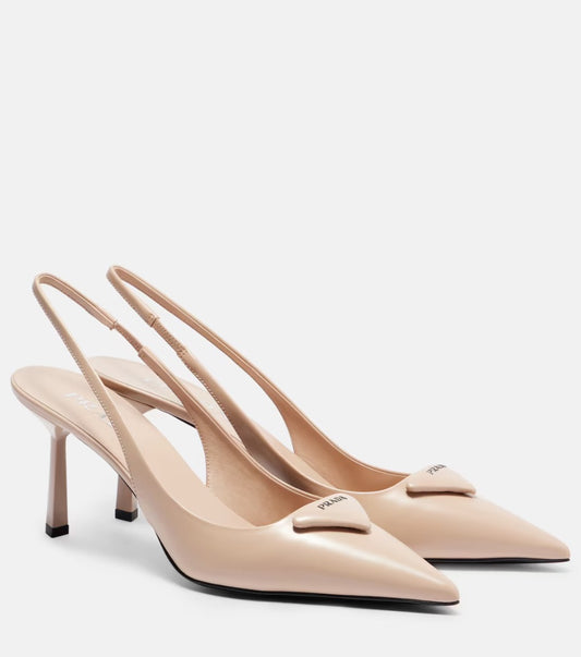 Prada Brushed Leather Slingback Pumps (Like-new)  - Size 36.5 (Fits like a 7)