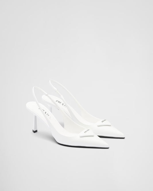 Prada Brushed Leather Slingback Pumps (Like-new)  - Size 36.5 (Fits like a 7)