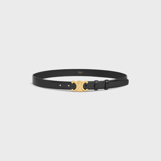 Celine Medium 25MM Triomphe Belt in Black Taurillon Leather - Size 80