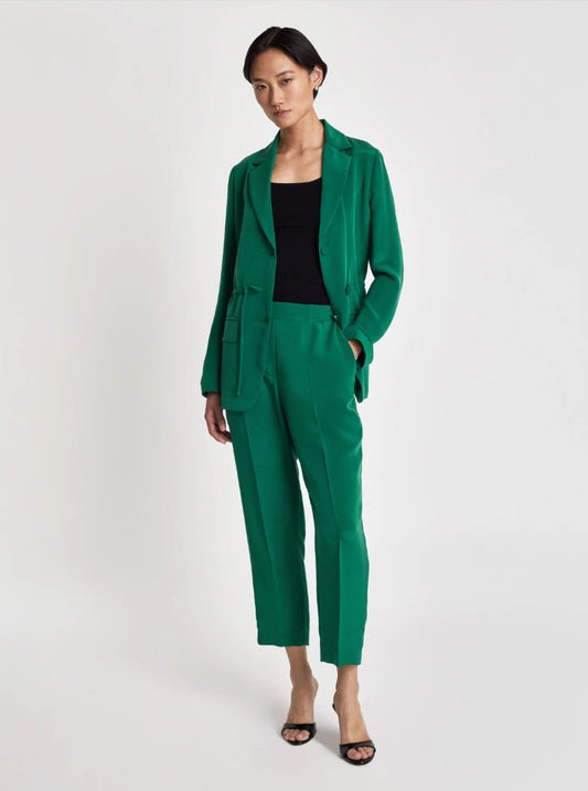 Judith & Charles Silk Belted Jacket & Pleated Trouser Set - Size 8 Top/Size 10 Bottom