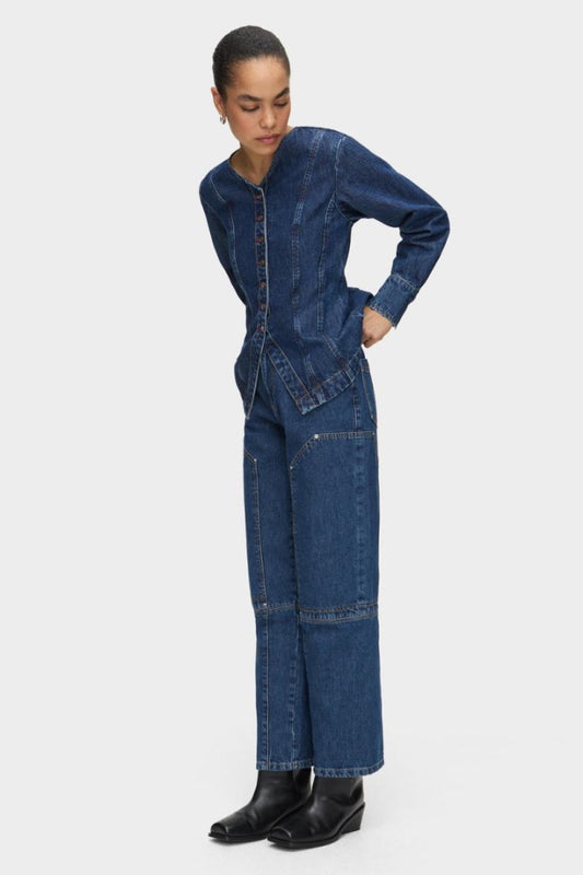 Aligne Frazer Slim Barrel Leg Jeans Dark Blue - Size 25 (Fits like a 24)