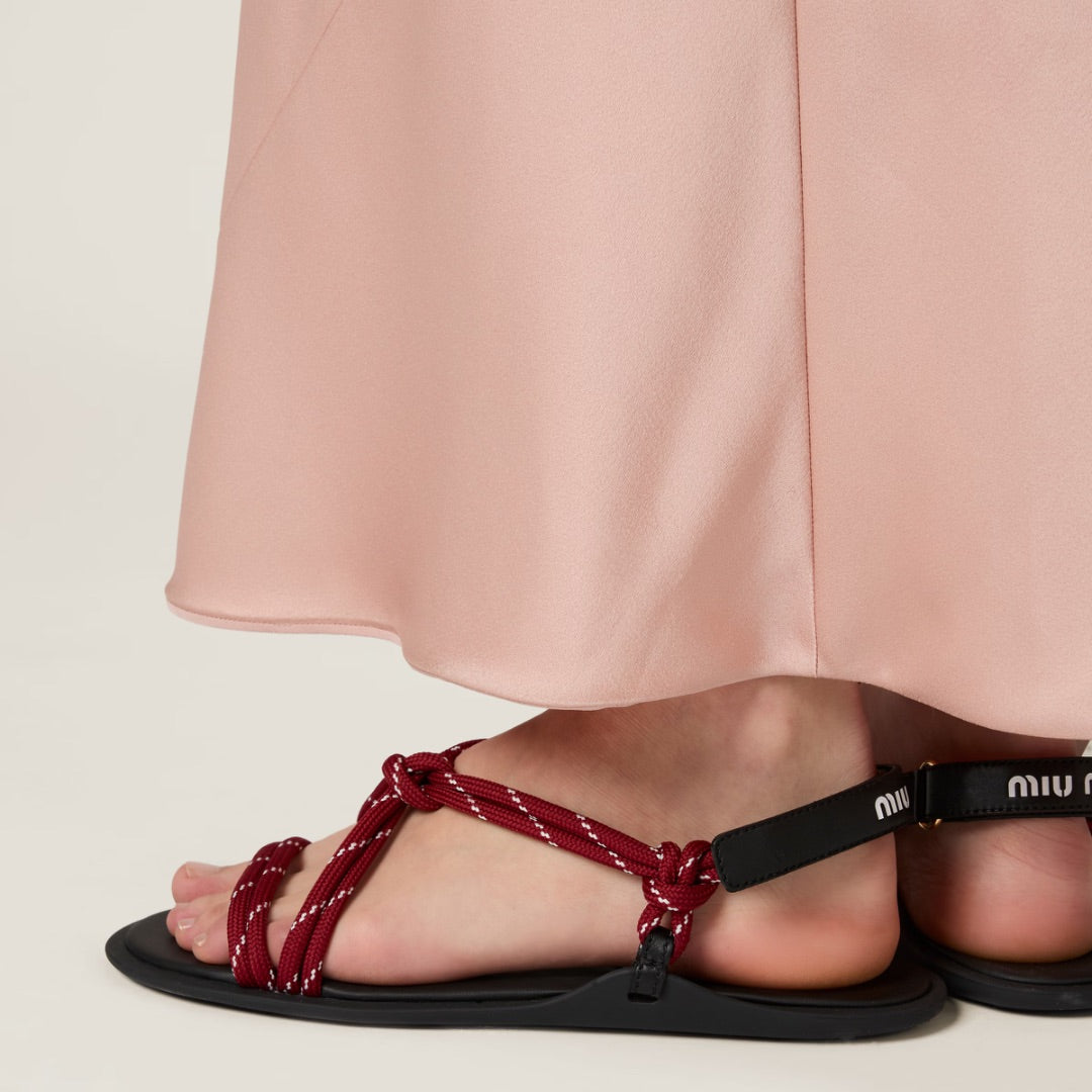 Miu Miu Riviere Cord and Leather Sandals - Size 38