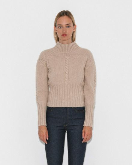 Khaite Maude Cable-Knit Cashmere Turtleneck Sweater - Size Small
