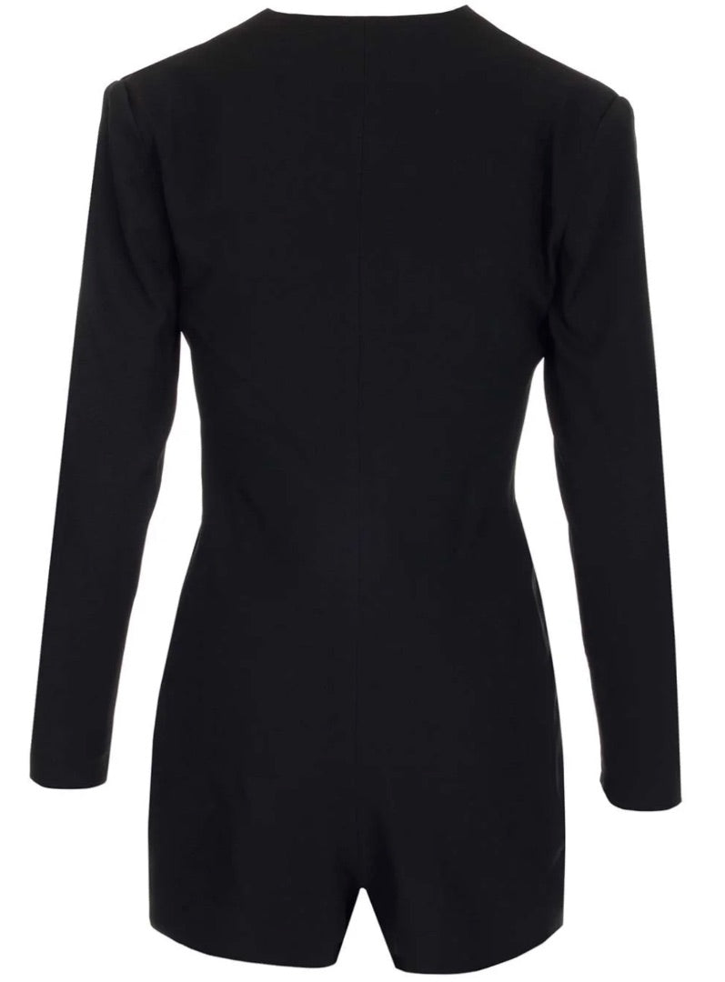 Saint Laurent Black Embellished Zipper Romper - Size F38