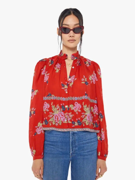 Alix Of Bohemia Annabel Shirt - Red Carmine - Size XS