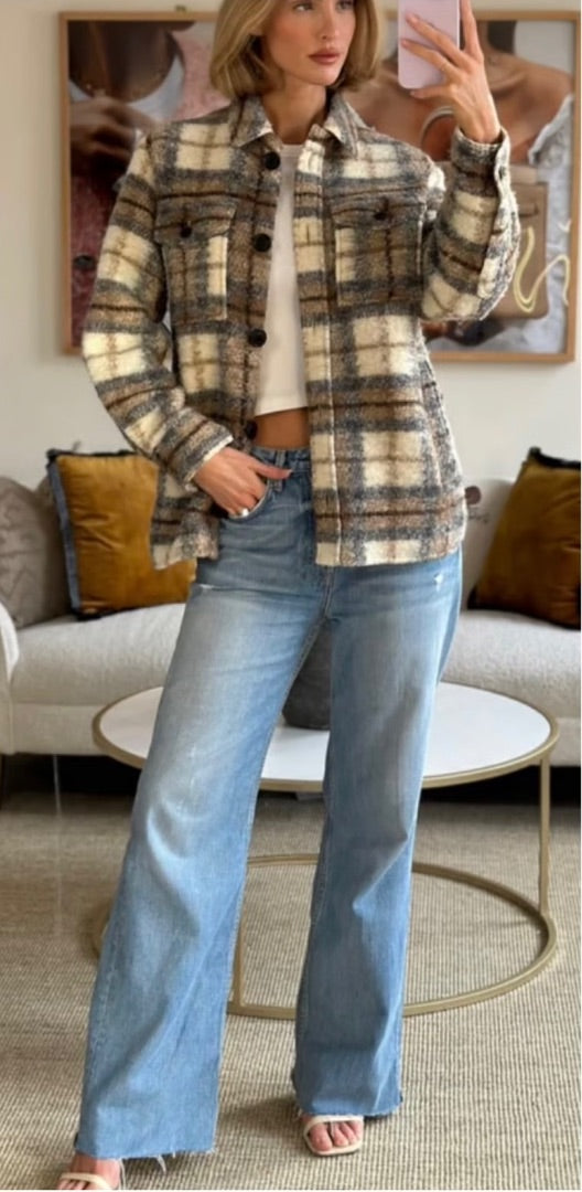 Isabel Marant Etoile Gastoni Wool-Blend Shirt Jacket In Plaid Print - Size 38